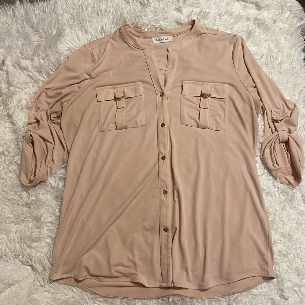Calvin Klein Blush Pink Slinky Blouse